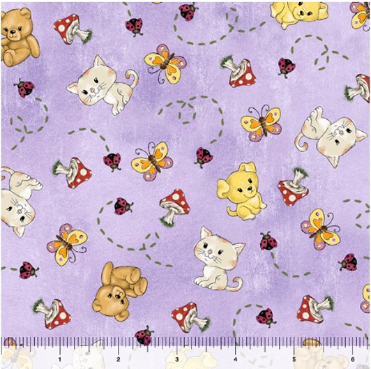 Garden Girls Animal and Garden Toss Lavender 28765-L Cotton Quilting Fabric Garden Girls Animal and Garden Toss Lavender 28765-L Cotton Quilting Fabric