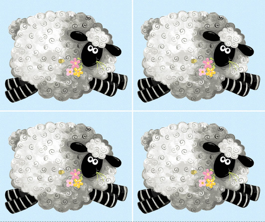 SusyBee Lewe the Ewe Light Blue Cotton Quilting Fabric Pillow Panel SusyBee Lewe the Ewe Light Blue Cotton Quilting Fabric Pillow Panel