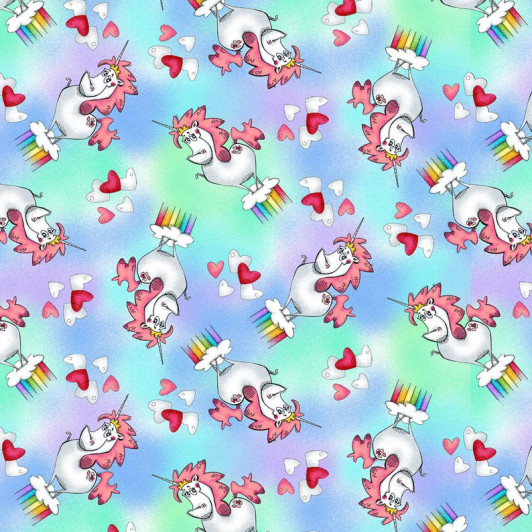 Believe in Magic Unicorns on Rainbows Cotton Quilting Fabric Believe in Magic Unicorns on Rainbows Cotton Quilting Fabric