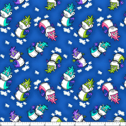 Believe in Magic Dragons Toss Royal Blue Cotton Quilting Fabric Believe in Magic Dragons Toss Royal Blue Cotton Quilting Fabric