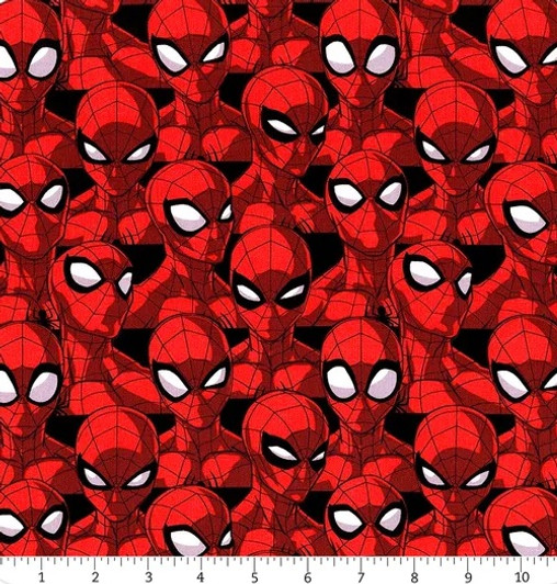 Spider-man Fabric by the Yard Marvel Kawaii Spider-man Logo and Head Toss  Camelot 13080029-6 