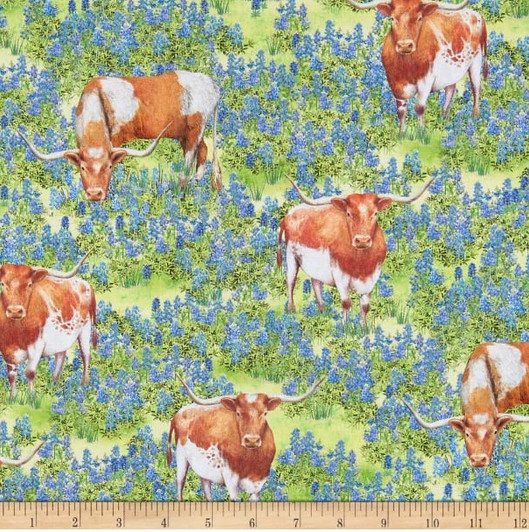 Texas in Bloom Cow Country Cotton Quilting Fabric Texas in Bloom Cow Country Cotton Quilting Fabric