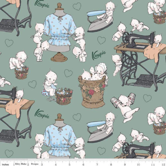 Sew Kewpie Main Sage Cotton Quilting Fabric Sew Kewpie Main Sage Cotton Quilting Fabric