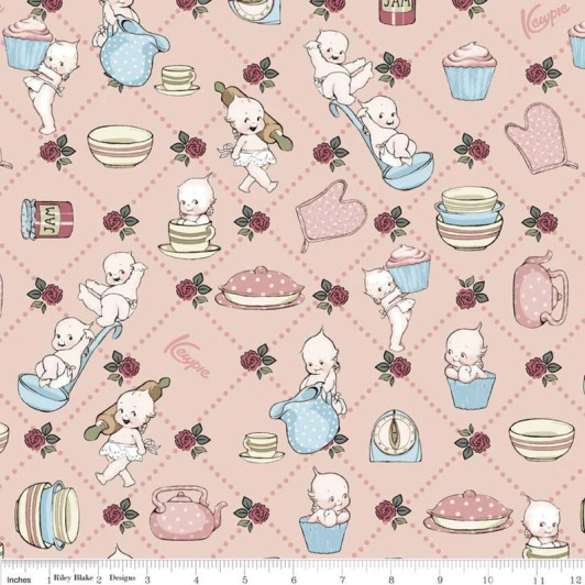 Sew Kewpie Kooks Blush Cotton Quilting Fabric Sew Kewpie Kooks Blush Cotton Quilting Fabric