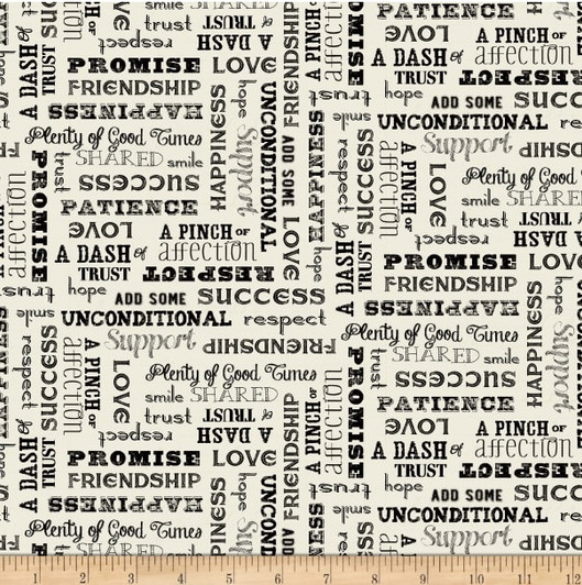 Lifes Recipes Life Words Ivory 52440-2 Cotton Quilting Fabric Lifes Recipes Life Words Ivory 52440-2 Cotton Quilting Fabric
