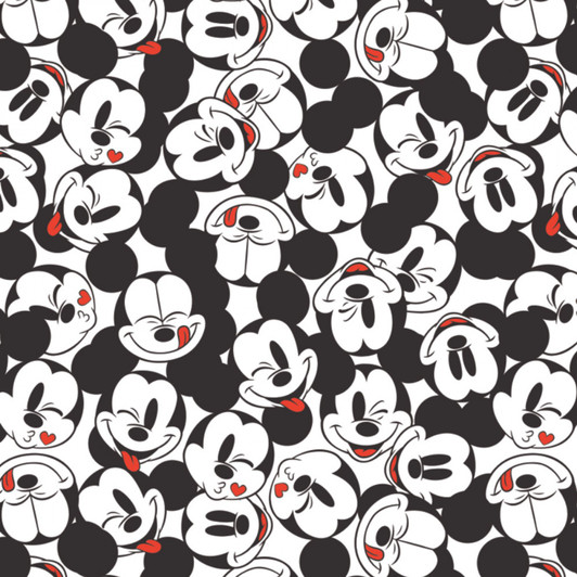 Disney Mickey Mouse It's a Mickey Thing Mickey Stacked Toss White Cotton Fabric