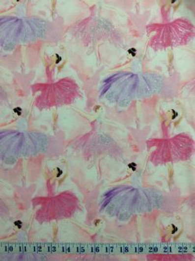 Ballerina Bubblegum Metallic Highlights Cotton Quilting Fabric Ballerina Bubblegum Metallic Highlights Cotton Quilting Fabric