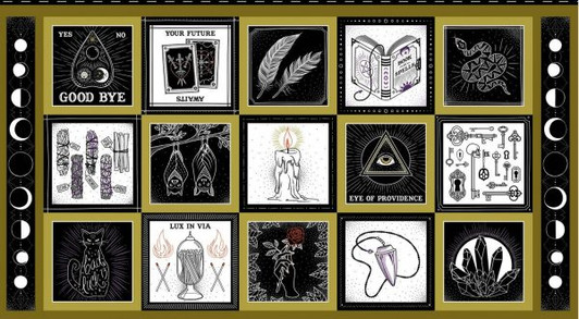 When Stars Align Séance Green Cotton Quilting Fabric Panel When Stars Align Séance Green Cotton Quilting Fabric Panel