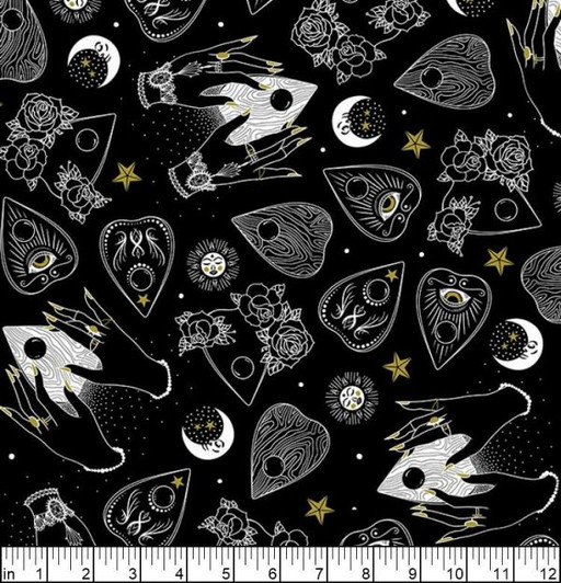 When Stars Align Voices From Beyond Black Cotton Quilting Fabric When Stars Align Voices From Beyond Black Cotton Quilting Fabric