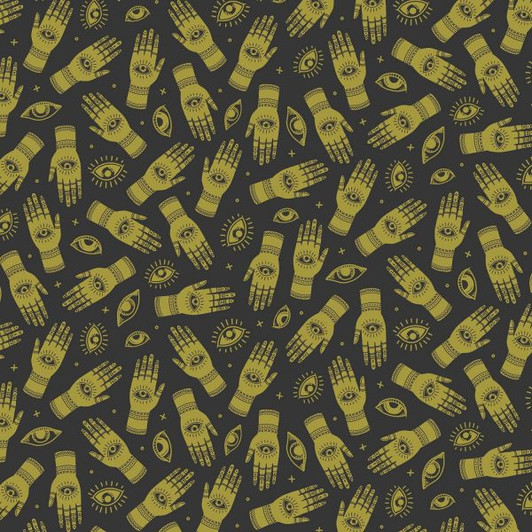 When Stars Align Voices Palmistry Green Cotton Quilting Fabric When Stars Align Voices Palmistry Green Cotton Quilting Fabric