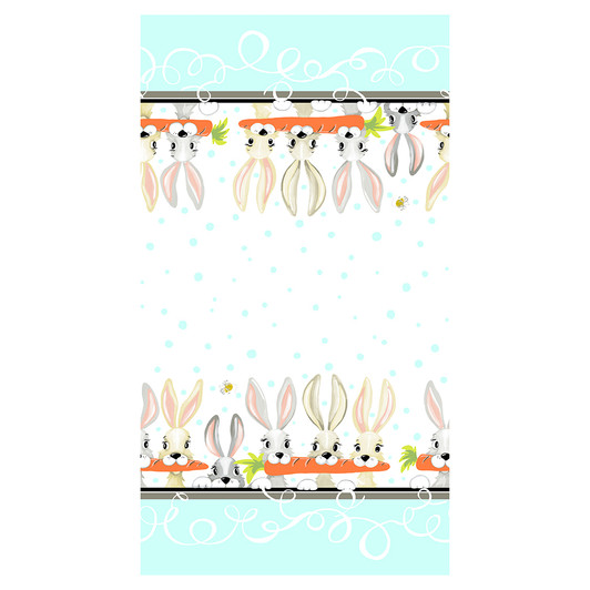 Susybee Harold the Hare Double Border White Cotton Quilting Fabric 1/2 YARD Susybee Harold the Hare Double Border White Cotton Quilting Fabric 1/2 YARD