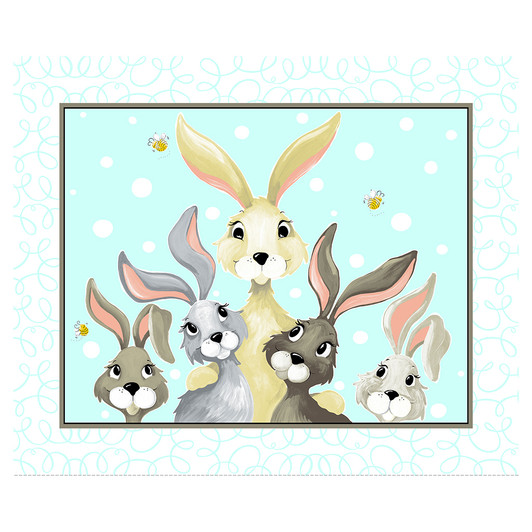 Susybee Harold the Hare Playmat Aqua Cotton Quilting Fabric Panel Susybee Harold the Hare Playmat Aqua Cotton Quilting Fabric Panel