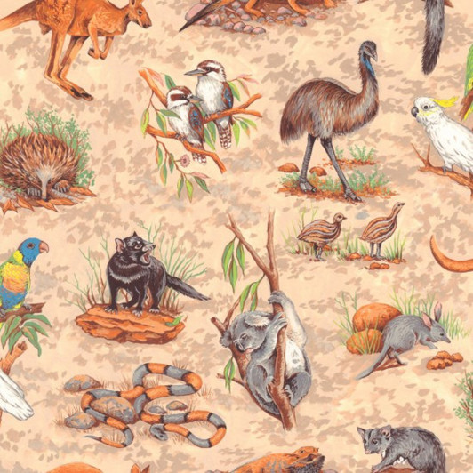 Australian Animals Wildlife Snakes Goannas Birds Cotton Quilting Fabric 1/2 YARD Australian Animals Wildlife Snakes Goannas Birds Cotton Quilting Fabric 1/2 YARD