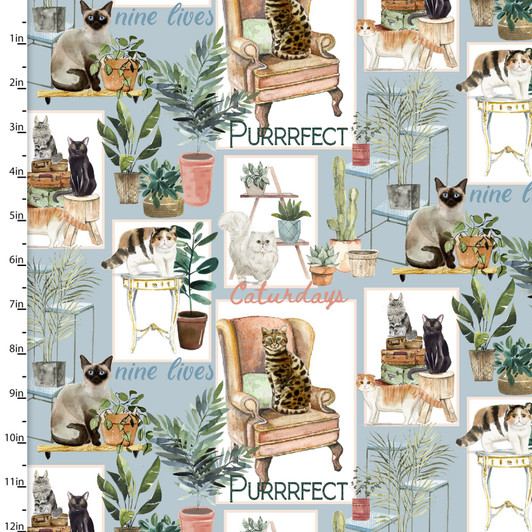 Every Day is Caterday Cat Patch Blue 18036-BLU Cotton Quilting Fabric Every Day is Caterday Cat Patch Blue 18036-BLU Cotton Quilting Fabric