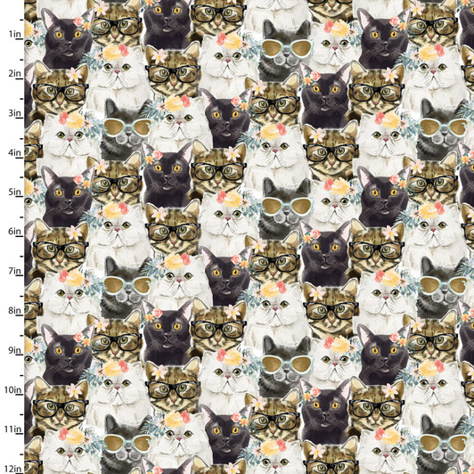 Every Day is Caterday Cats Packed Multi 18040-MLT Cotton Quilting Fabric Every Day is Caterday Cats Packed Multi 18040-MLT Cotton Quilting Fabric