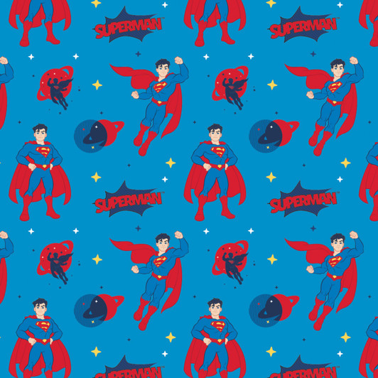 Young Superman Aqua Cotton Quilting Fabric Young Superman Aqua Cotton Quilting Fabric