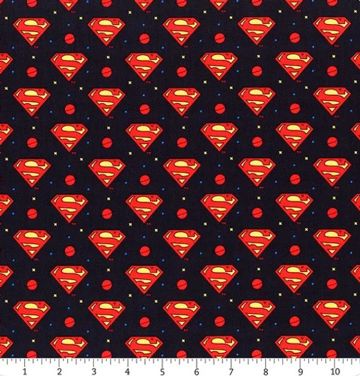 Young Superman Logo Indigo Cotton Quilting Fabric Young Superman Logo Indigo Cotton Quilting Fabric