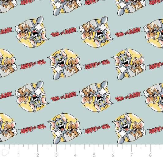 Tom and Jerry Foes Forever Together Angle Light Blue Cotton Quilting Fabric Tom and Jerry Foes Forever Together Angle Light Blue Cotton Quilting Fabric