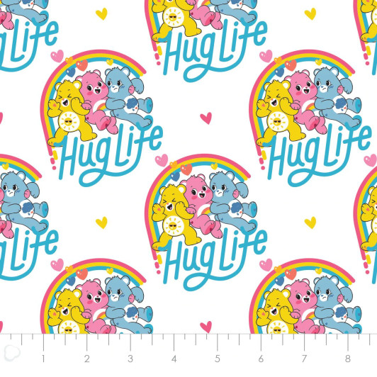 Care Bears Believe Hug Life White Cotton Quilting Fabric Care Bears Believe Hug Life White Cotton Quilting Fabric
