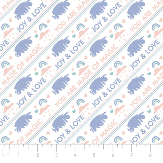 Disney Winnie the Pooh Be Happy Eeyore Made of Magic White Cotton Quilting Fabric Disney Winnie the Pooh Be Happy Eeyore Made of Magic White Cotton Quilting Fabric