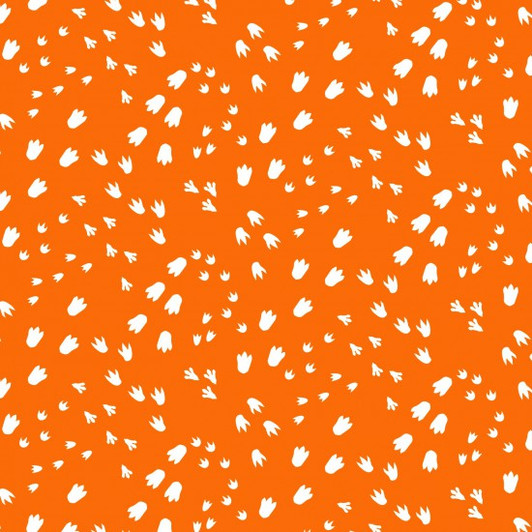 Dinosaur Dance Footprints Orange Cotton Quilting Fabric Dinosaur Dance Footprints Orange Cotton Quilting Fabric