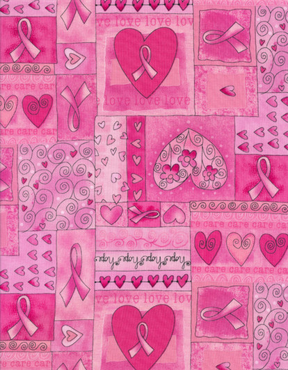 Breast Cancer Awareness Pink Ribbon Hearts Cotton Quilting Fabric Breast Cancer Awareness Pink Ribbon Hearts Cotton Quilting Fabric