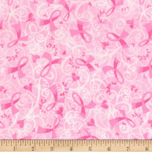Breast Cancer Awareness Pink Ribbon Allover Pink Cotton Quilting Fabric Breast Cancer Awareness Pink Ribbon Allover Pink Cotton Quilting Fabric