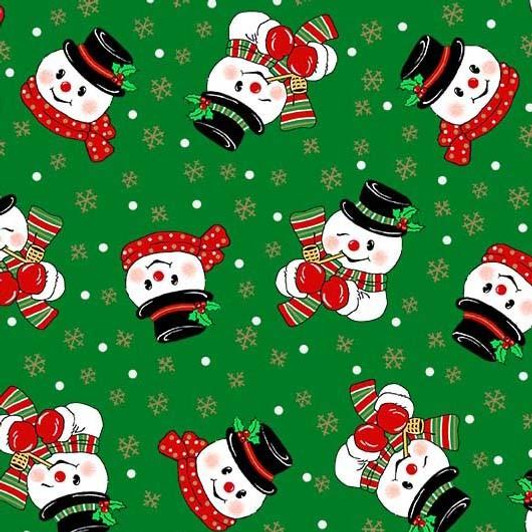 Vintage Holiday  Christmas Corn Cob Snowmen Metallic Highlights Green Cotton Quilting Fabric Vintage Holiday  Christmas Corn Cob Snowmen Metallic Highlights Green Cotton Quilting Fabric