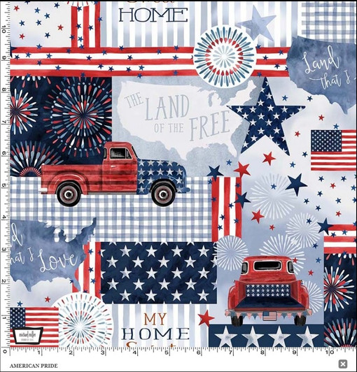 Land That I Love American Pride Denim Cotton Quilting Fabric Land That I Love American Pride Denim Cotton Quilting Fabric