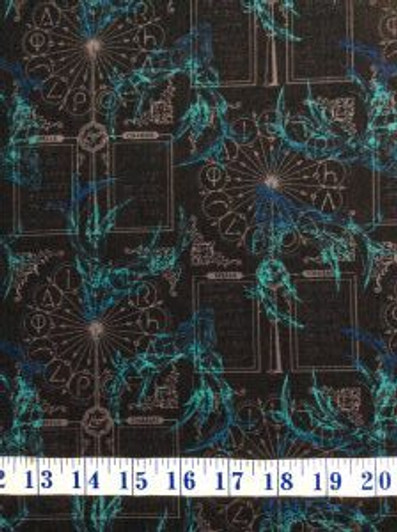 Harry Potter Newsprint and Doe Black Cotton Quilting Fabric Harry Potter Newsprint and Doe Black Cotton Quilting Fabric