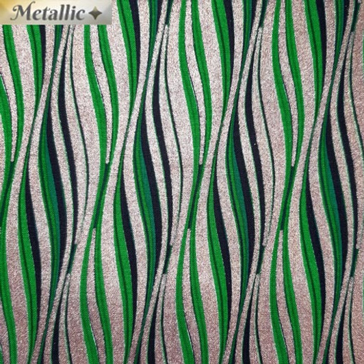 Christmas Holiday Joy Waves Green Metallic Cotton Quilting Fabric Christmas Holiday Joy Waves Green Metallic Cotton Quilting Fabric