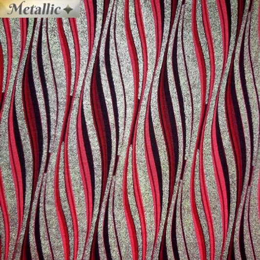 Christmas Holiday Joy Waves Red Metallic Cotton Quilting Fabric Christmas Holiday Joy Waves Red Metallic Cotton Quilting Fabric