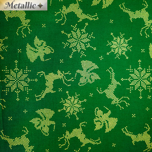 Christmas Holiday Joy Jolly Christmas Green Metallic Cotton Quilting Fabric Christmas Holiday Joy Jolly Christmas Green Metallic Cotton Quilting Fabric