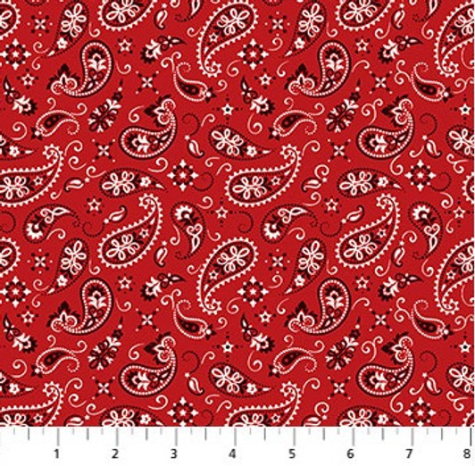 Howdy Christmas Bandana Print Red Cotton Quilting Fabric Howdy Christmas Bandana Print Red Cotton Quilting Fabric