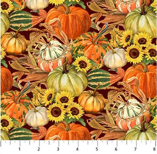 Autumn Afternoon Bountiful Harvest Rust Multi Cotton Quilting Fabric Autumn Afternoon Bountiful Harvest Rust Multi Cotton Quilting Fabric