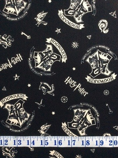 Harry Potter Tossed Assets Black Cotton Quilting Fabric Harry Potter Tossed Assets Black Cotton Quilting Fabric