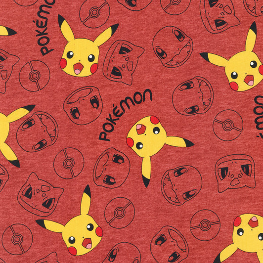 Pokemon Red AOQ744443 Cotton Quilting Fabric Pokemon Red AOQ744443 Cotton Quilting Fabric