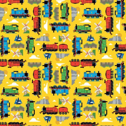 All Aboard with Thomas and Friends Sodor Yellow C11002-YELLOW Cotton Quilting Fabric All Aboard with Thomas and Friends Sodor Yellow C11002-YELLOW Cotton Quilting Fabric