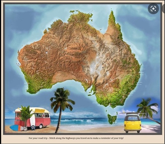 Retro Campers Caravans Map of Australia Cotton Quilting Fabric Panel Retro Campers Caravans Map of Australia Cotton Quilting Fabric Panel