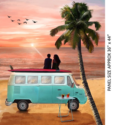 Retro Campers Caravans 9100A Sunset Cotton Quilting Fabric Panel Retro Campers Caravans 9100A Sunset Cotton Quilting Fabric Panel