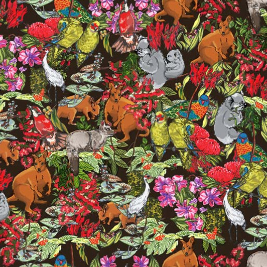Aussie Rainforest Animals and Birds 9094/01 Cotton Quilting Fabric Aussie Rainforest Animals and Birds 9094/01 Cotton Quilting Fabric