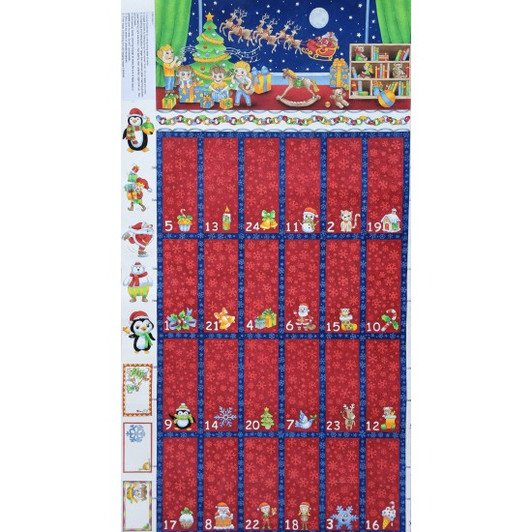 Father Christmas Santa Tree Toys Advent Calendar Cotton Quilting Panel Father Christmas Santa Tree Toys Advent Calendar Cotton Quilting Panel