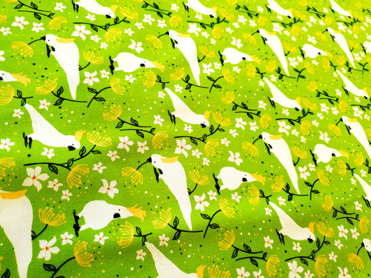 White Cockatoos Lime Green Australian Birds Taking Flight Cotton Quilting Fabric White Cockatoos Lime Green Australian Birds Taking Flight Cotton Quilting Fabric