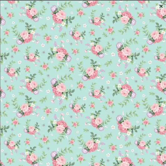 Little Wren Cottage Floral Light Blue Cotton Quilting Fabric Little Wren Cottage Floral Light Blue Cotton Quilting Fabric