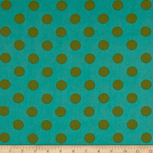 All Stars Pom Poms Agave Polka Dot Tula Pink Cotton Quilting Fabric 1/2 YARD