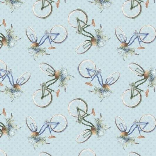 Bohemian Blue Bikes Tossed Cotton Quilting Fabric Bohemian Blue Bikes Tossed Cotton Quilting Fabric