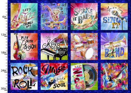 Rhythm and Hues Musical Squares 17995-MLT Cotton Quilting Fabric Panel Rhythm and Hues Musical Squares 17995-MLT Cotton Quilting Fabric Panel