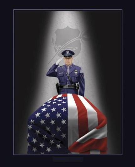 End of Watch American Policeman Cotton Quilting Fabric Panel