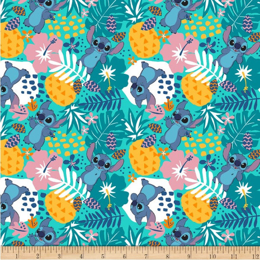 Disney Lilo and Stitch Ohana Cotton Quilting Fabric 65cms