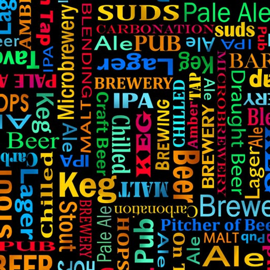 Ale House Words Black Multi Cotton Quilting Fabric Ale House Words Black Multi Cotton Quilting Fabric